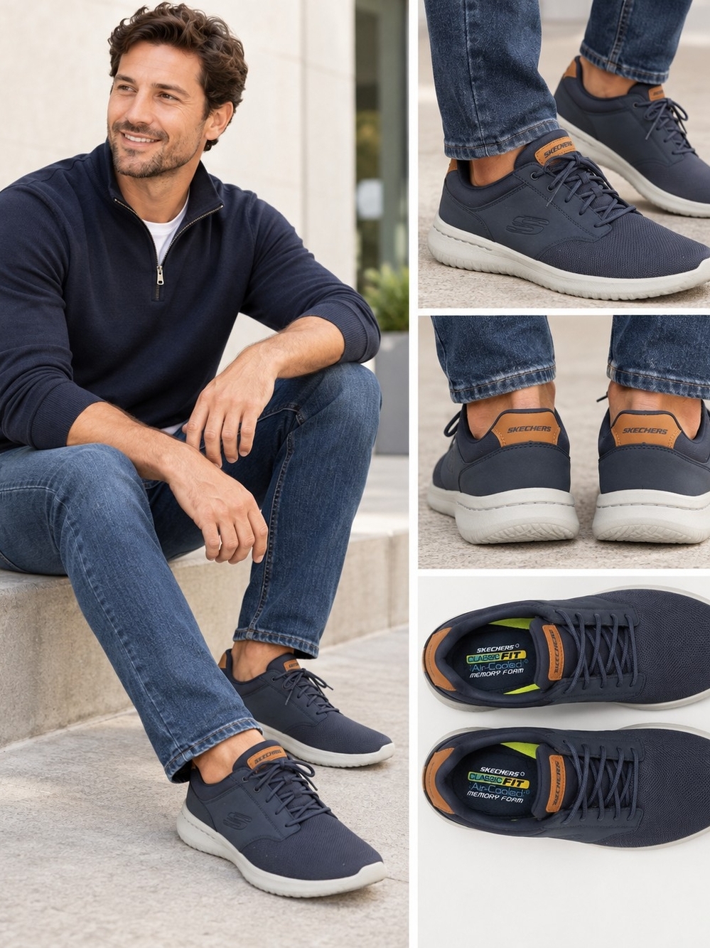 Skechers Men's Navy Slip-On Sneakers with Memory Foam Sz13 Athletic Casual